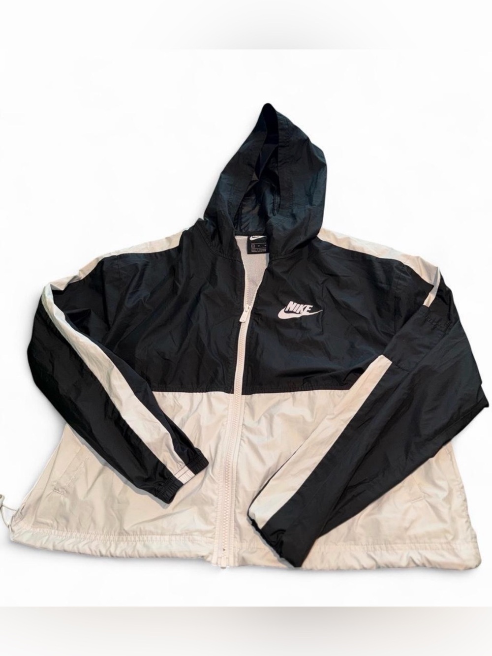 Nike black and white windbreaker jacket with hood